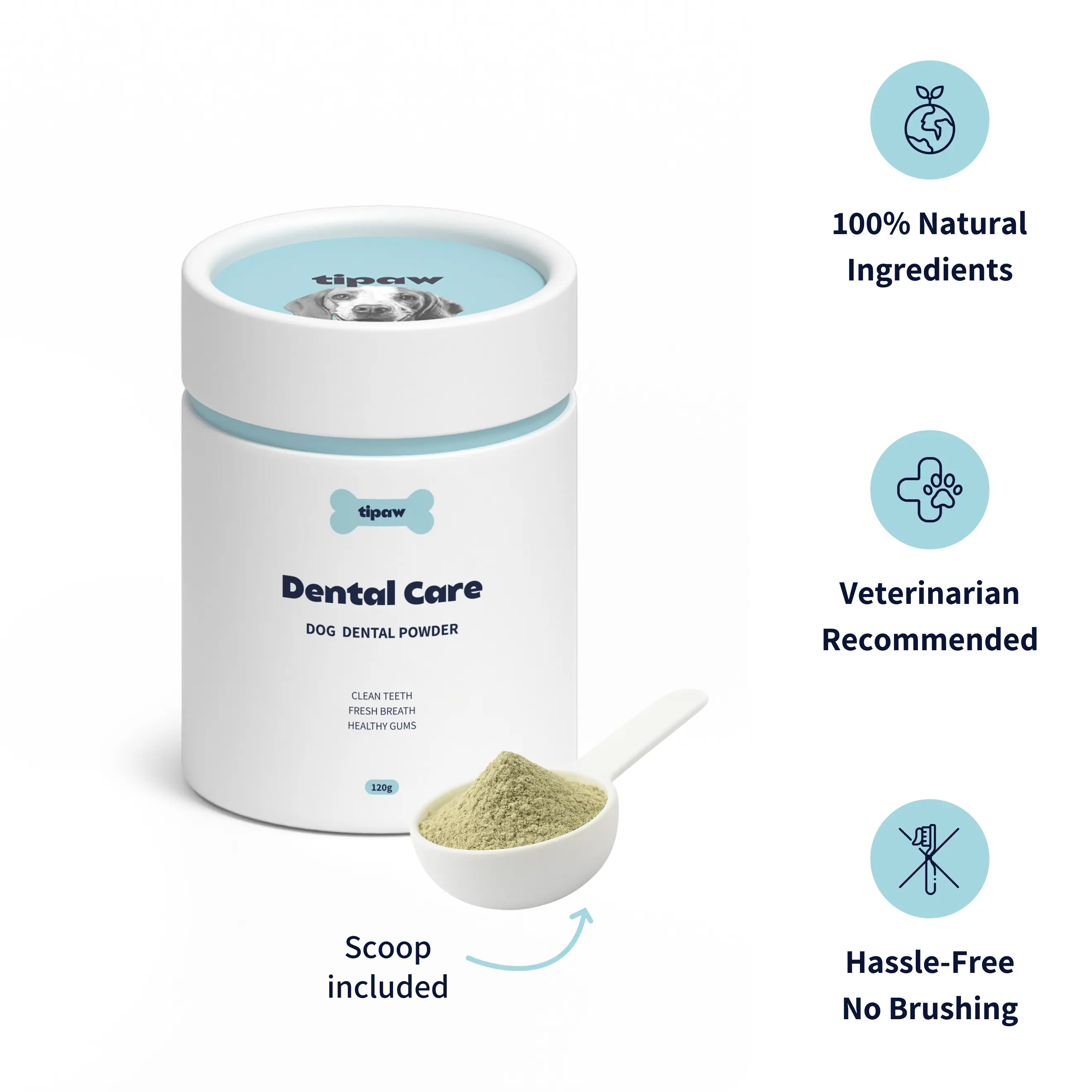 Tipaw Tannpleiepulver til hund – 120 g