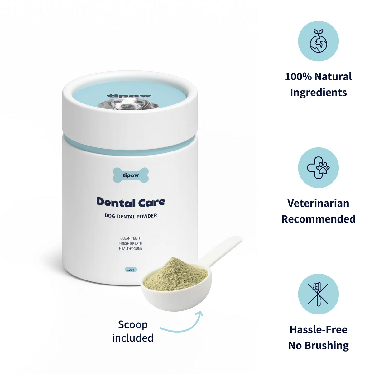 Tipaw Tannpleiepulver til hund – 120 g