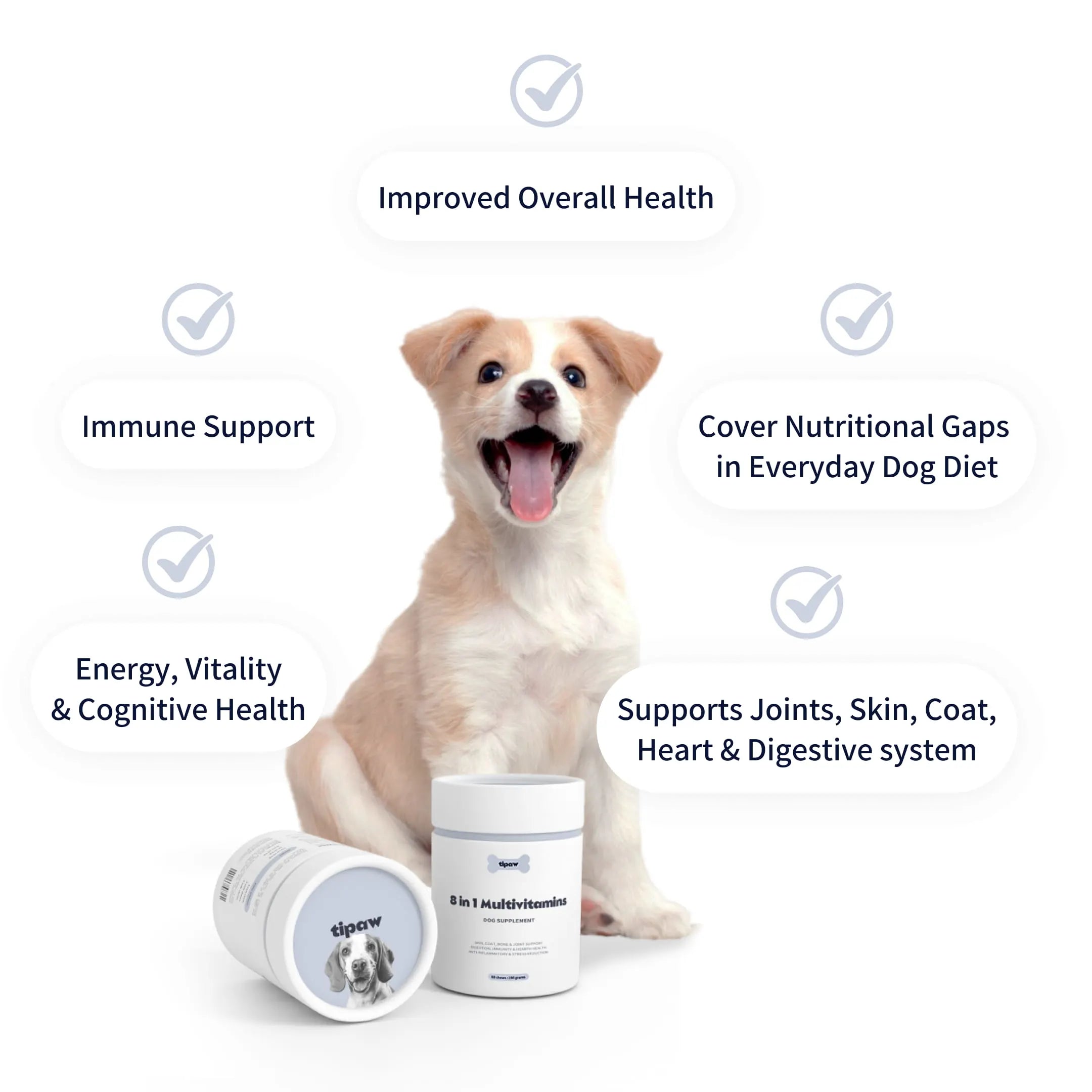 Tipaw 8-i-1 Multivitaminer til hund – 60 myke tyggebiter
